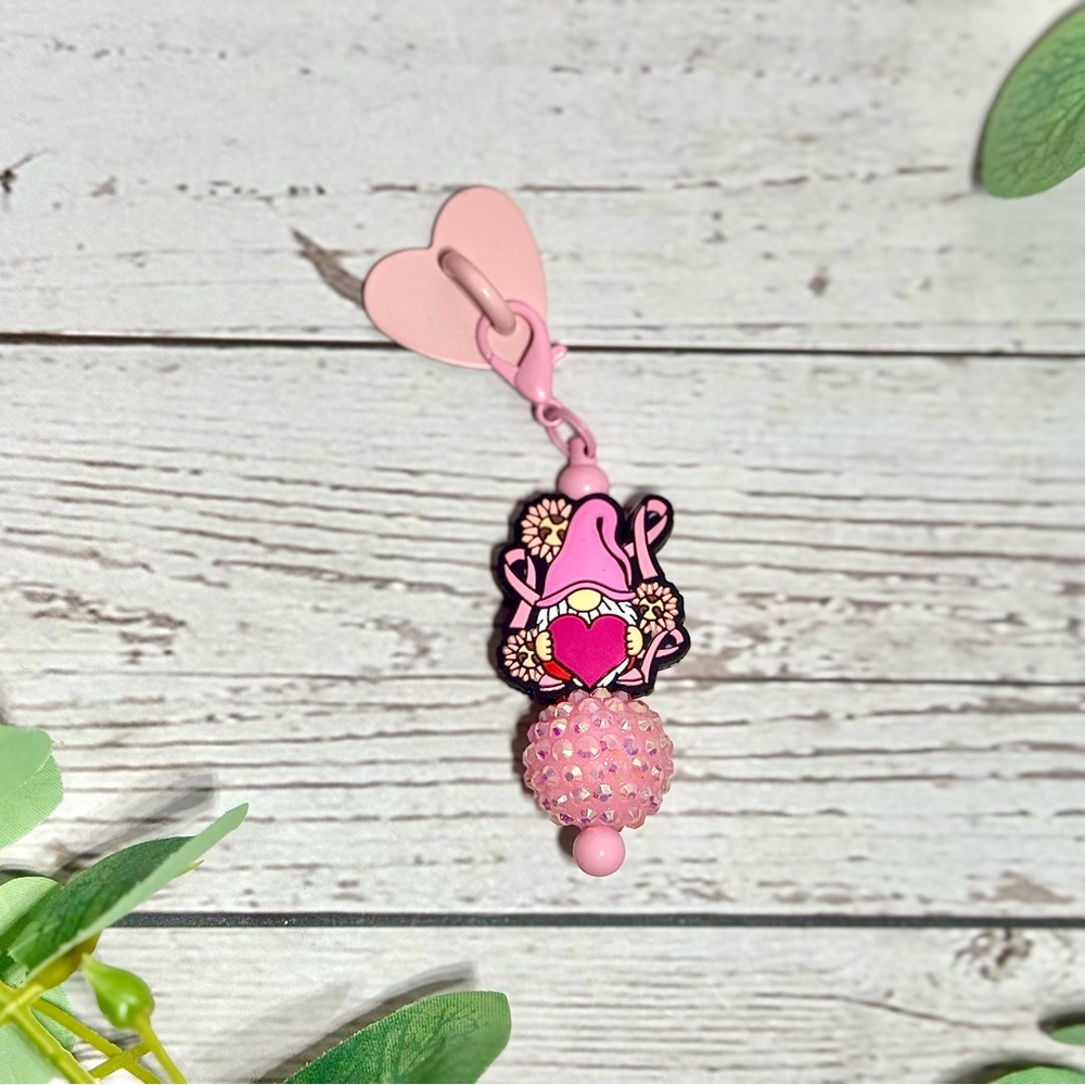 Breast Cancer Gnome Adhesive Charm